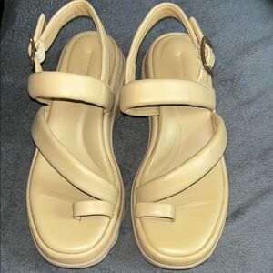 Vince Cream Sandals with Chunky Platform Sole